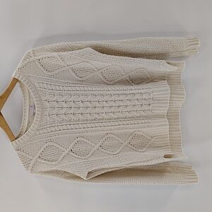 SO Cable Knit Sweater Cream Size Medium Long Sleeve